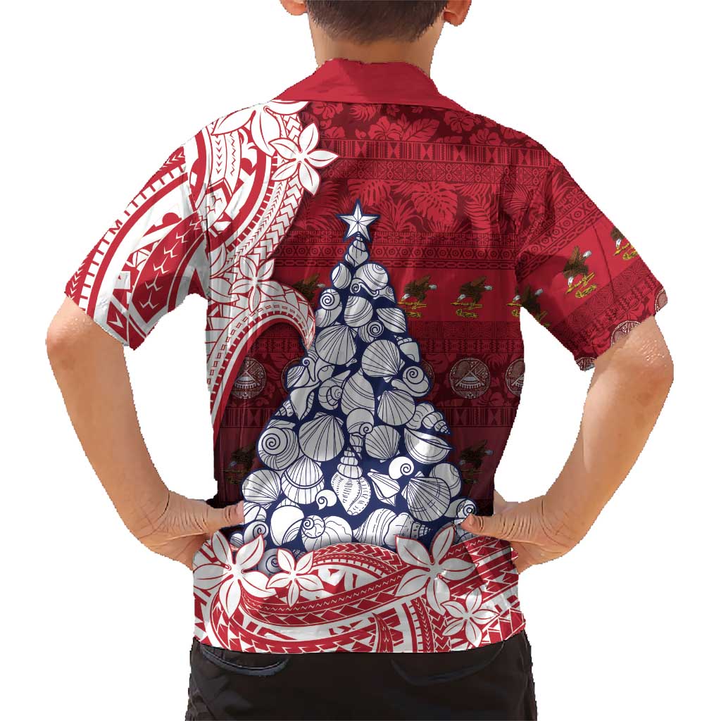 American Samoa Christmas Family Matching Summer Maxi Dress and Hawaiian Shirt Seashell Xmas Tree Tribal Waves DT05 - Polynesian Pride