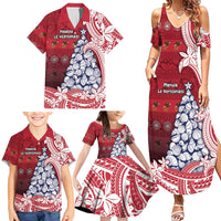 American Samoa Christmas Family Matching Summer Maxi Dress and Hawaiian Shirt Seashell Xmas Tree Tribal Waves DT05 - Polynesian Pride