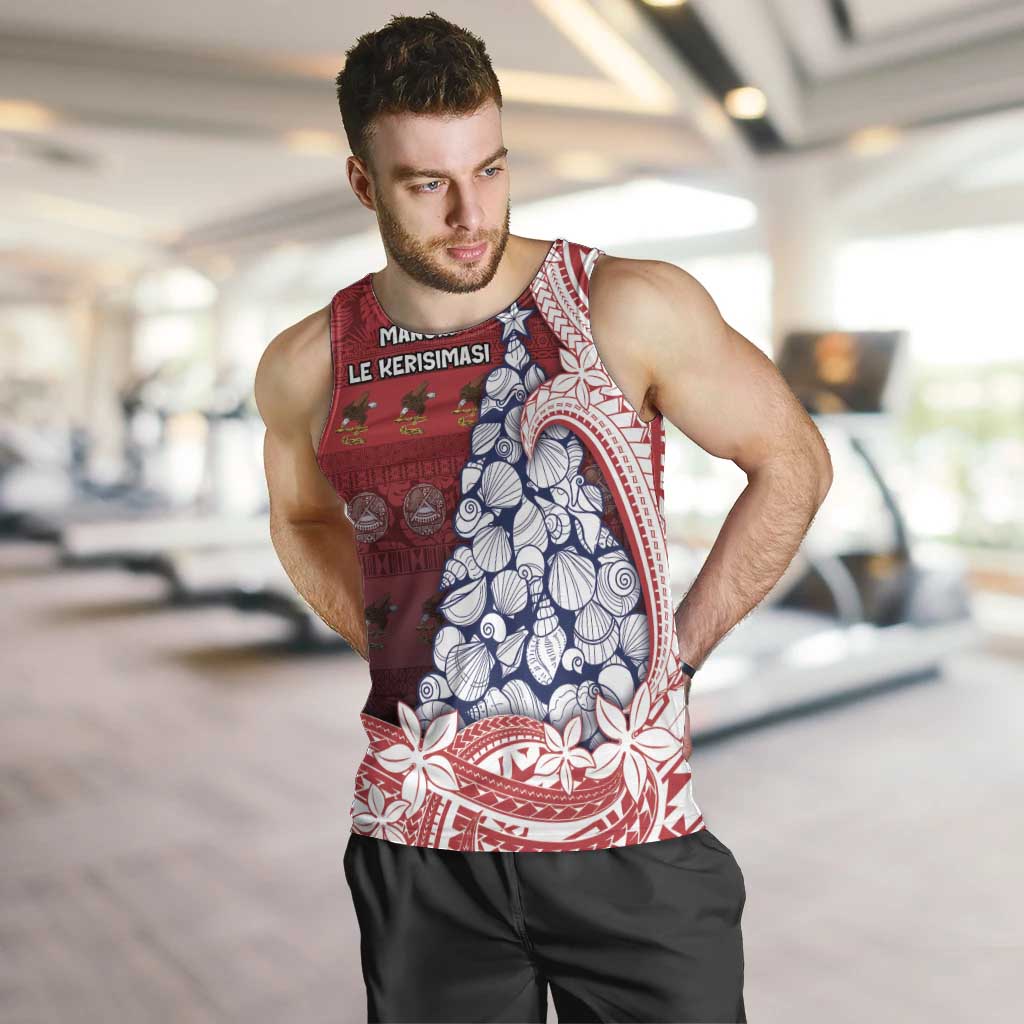 American Samoa Christmas Men Tank Top Seashell Xmas Tree Tribal Waves - Polynesian Pride