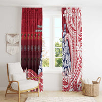 American Samoa Christmas Window Curtain Seashell Xmas Tree Tribal Waves - Polynesian Pride