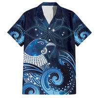 New Zealand Matariki Family Matching Tank Maxi Dress and Hawaiian Shirt Maori Tui Bird Blue Galaxy DT05 Dad's Shirt - Short Sleeve Blue - Polynesian Pride