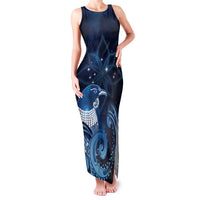 New Zealand Matariki Family Matching Tank Maxi Dress and Hawaiian Shirt Maori Tui Bird Blue Galaxy DT05 Mom's Dress Blue - Polynesian Pride
