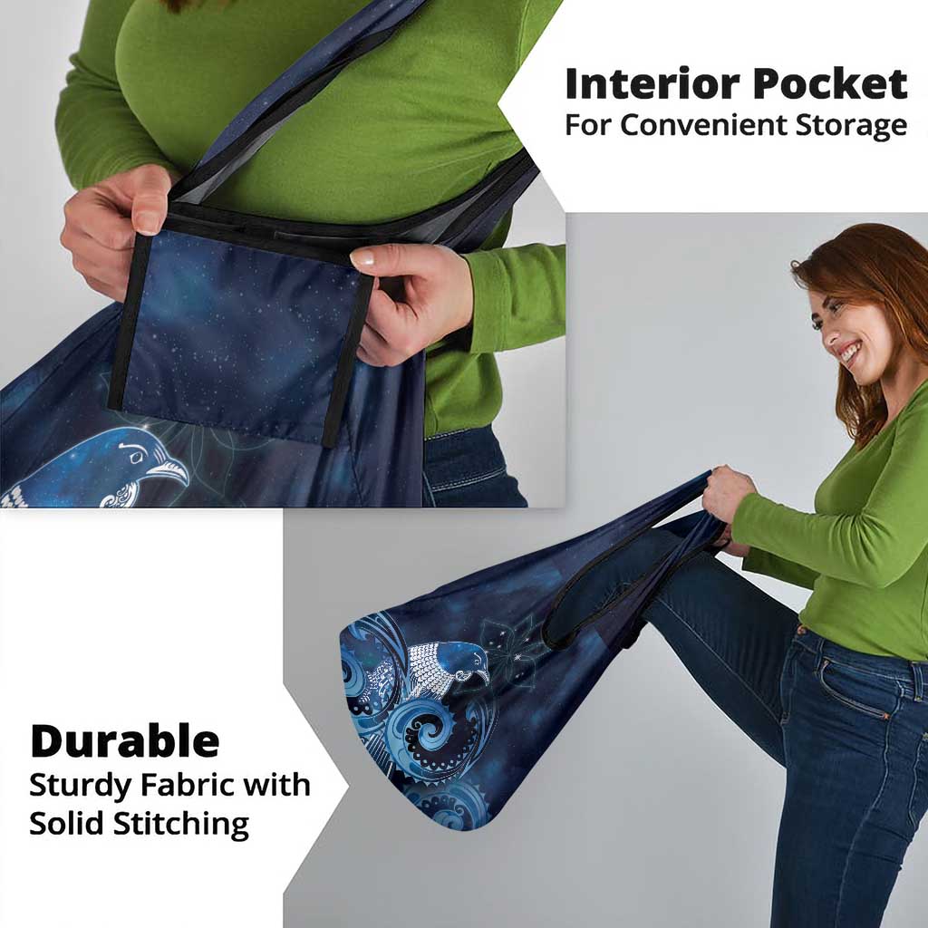 New Zealand Matariki Grocery Bag Maori Tui Bird Blue Galaxy