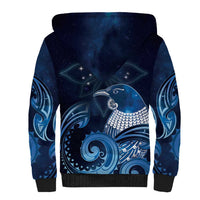 New Zealand Matariki Sherpa Hoodie Maori Tui Bird Blue Galaxy DT05 - Polynesian Pride