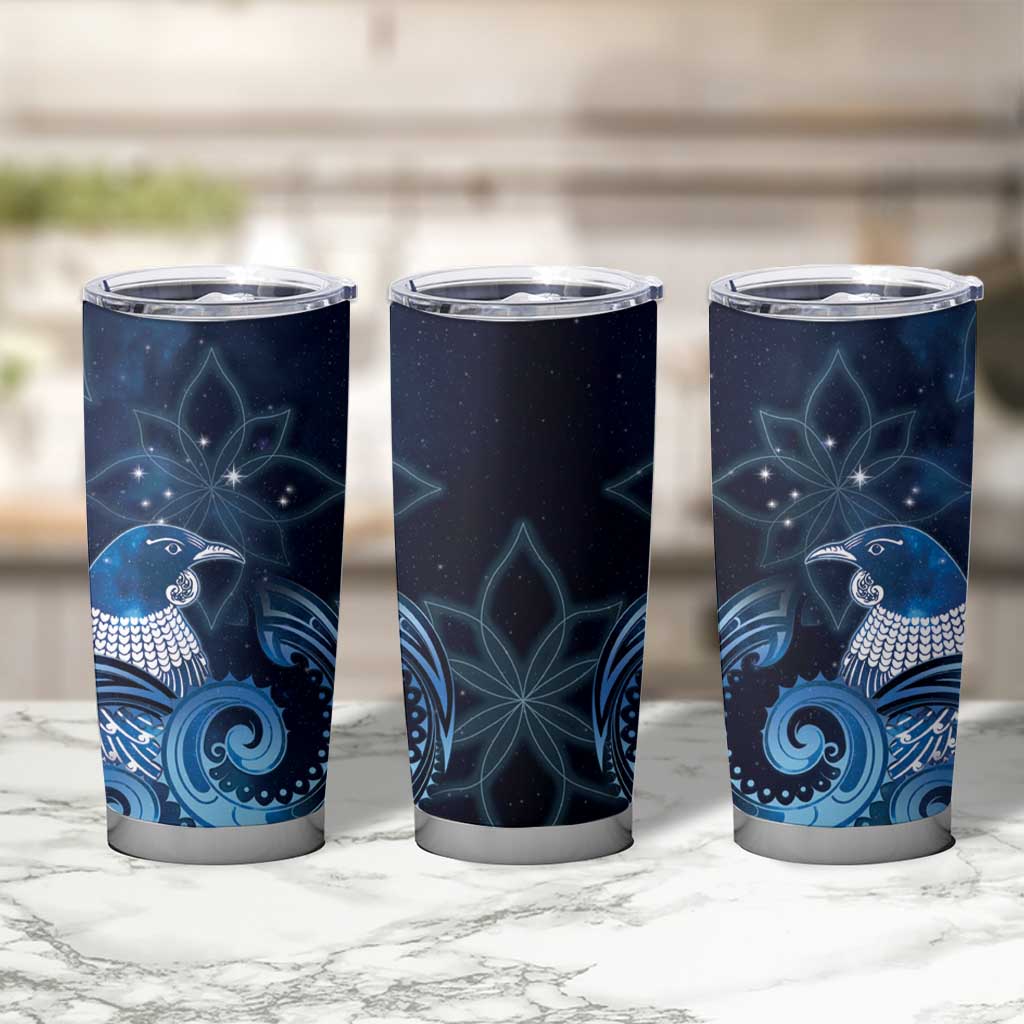 New Zealand Matariki Tumbler Cup Maori Tui Bird Blue Galaxy