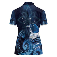 New Zealand Matariki Women Polo Shirt Maori Tui Bird Blue Galaxy DT05 - Polynesian Pride