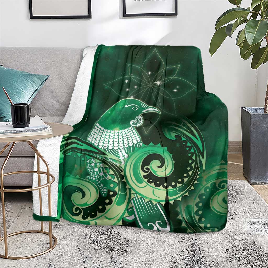 New Zealand Matariki Blanket Maori Tui Bird Green Galaxy