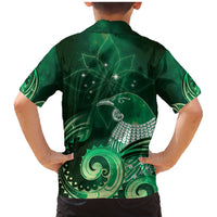 New Zealand Matariki Family Matching Mermaid Dress and Hawaiian Shirt Maori Tui Bird Green Galaxy DT05 - Polynesian Pride