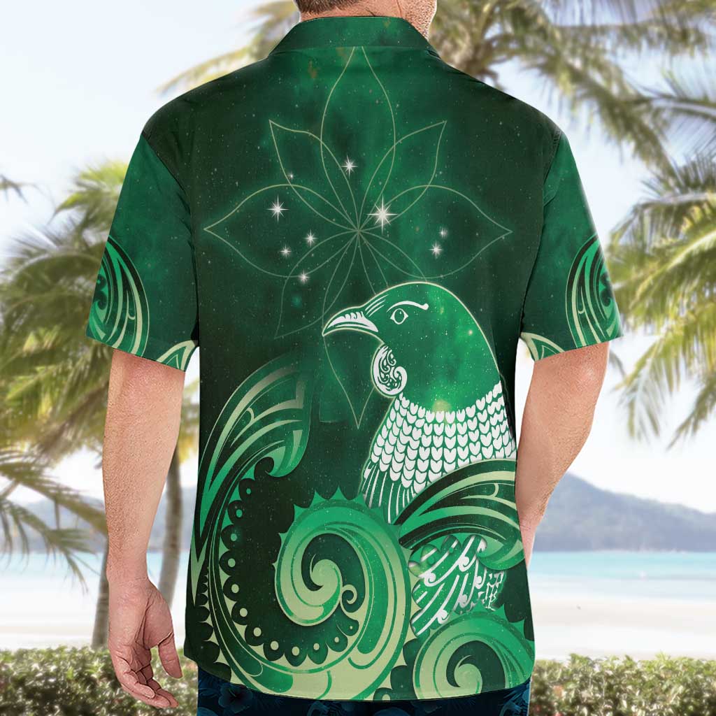 New Zealand Matariki Hawaiian Shirt Maori Tui Bird Green Galaxy DT05 - Polynesian Pride
