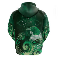 New Zealand Matariki Hoodie Maori Tui Bird Green Galaxy DT05 - Polynesian Pride