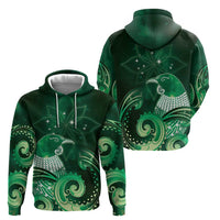 New Zealand Matariki Hoodie Maori Tui Bird Green Galaxy DT05 - Polynesian Pride