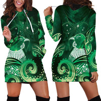 New Zealand Matariki Hoodie Dress Maori Tui Bird Green Galaxy DT05 - Polynesian Pride