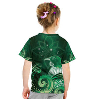 New Zealand Matariki Kid T Shirt Maori Tui Bird Green Galaxy DT05 - Polynesian Pride