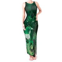 New Zealand Matariki Tank Maxi Dress Maori Tui Bird Green Galaxy DT05 Women Green - Polynesian Pride
