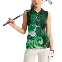 New Zealand Matariki Women Sleeveless Polo Shirt Maori Tui Bird Green Galaxy DT05 - Polynesian Pride