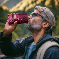 New Zealand Matariki 4 in 1 Can Cooler Tumbler Maori Tui Bird Magenta Galaxy