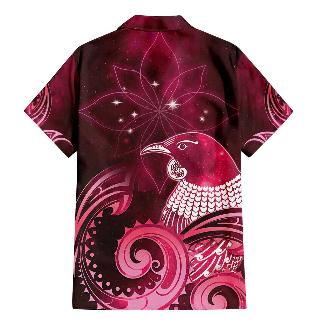 New Zealand Matariki Family Matching Mermaid Dress and Hawaiian Shirt Maori Tui Bird Magenta Galaxy DT05 - Polynesian Pride