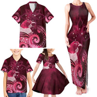 New Zealand Matariki Family Matching Tank Maxi Dress and Hawaiian Shirt Maori Tui Bird Magenta Galaxy DT05 - Polynesian Pride