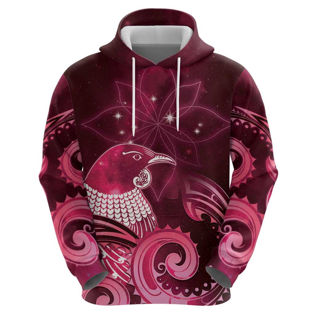 New Zealand Matariki Hoodie Maori Tui Bird Magenta Galaxy DT05 - Polynesian Pride