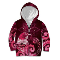 New Zealand Matariki Kid Hoodie Maori Tui Bird Magenta Galaxy DT05 Zip Hoodie Magenta - Polynesian Pride