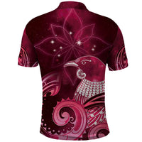 New Zealand Matariki Polo Shirt Maori Tui Bird Magenta Galaxy DT05 - Polynesian Pride