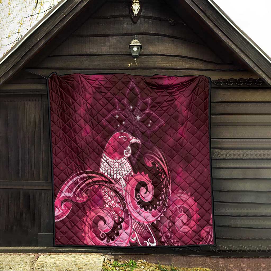 New Zealand Matariki Quilt Maori Tui Bird Magenta Galaxy