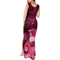 New Zealand Matariki Tank Maxi Dress Maori Tui Bird Magenta Galaxy DT05 - Polynesian Pride