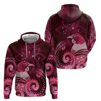 New Zealand Matariki Zip Hoodie Maori Tui Bird Magenta Galaxy DT05 - Polynesian Pride
