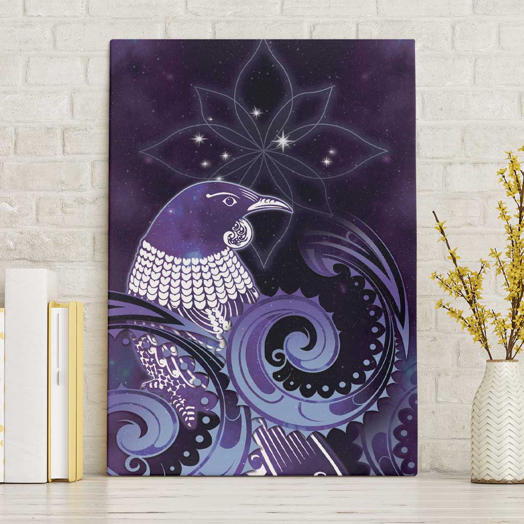 New Zealand Matariki Canvas Wall Art Maori Tui Bird Purple Galaxy