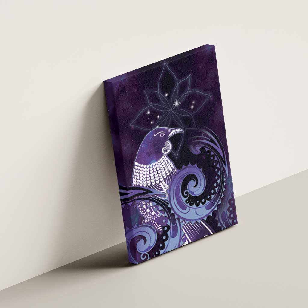 New Zealand Matariki Canvas Wall Art Maori Tui Bird Purple Galaxy