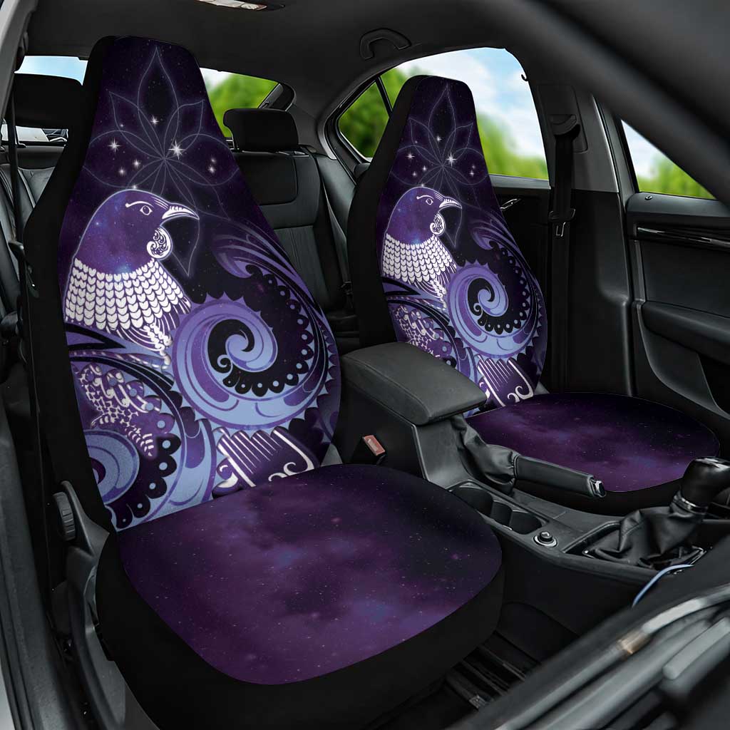 New Zealand Matariki Car Seat Cover Maori Tui Bird Purple Galaxy