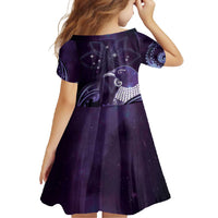 New Zealand Matariki Family Matching Off Shoulder Maxi Dress and Hawaiian Shirt Maori Tui Bird Purple Galaxy DT05 - Polynesian Pride