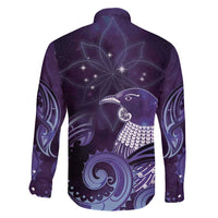 New Zealand Matariki Family Matching Puletasi and Hawaiian Shirt Maori Tui Bird Purple Galaxy DT05 - Polynesian Pride