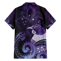 New Zealand Matariki Family Matching Summer Maxi Dress and Hawaiian Shirt Maori Tui Bird Purple Galaxy DT05 - Polynesian Pride