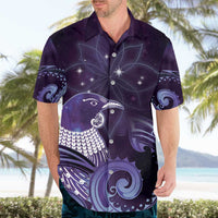 New Zealand Matariki Hawaiian Shirt Maori Tui Bird Purple Galaxy DT05 - Polynesian Pride