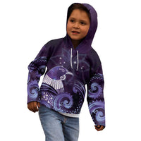 New Zealand Matariki Kid Hoodie Maori Tui Bird Purple Galaxy DT05 - Polynesian Pride