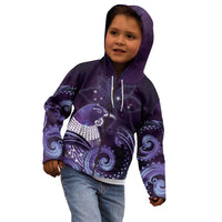 New Zealand Matariki Kid Hoodie Maori Tui Bird Purple Galaxy DT05 - Polynesian Pride