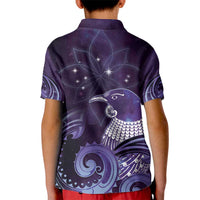 New Zealand Matariki Kid Polo Shirt Maori Tui Bird Purple Galaxy DT05 - Polynesian Pride