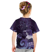 New Zealand Matariki Kid T Shirt Maori Tui Bird Purple Galaxy DT05 - Polynesian Pride