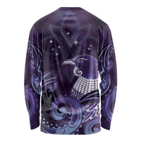 New Zealand Matariki Long Sleeve Shirt Maori Tui Bird Purple Galaxy DT05 - Polynesian Pride