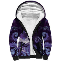 New Zealand Matariki Sherpa Hoodie Maori Tui Bird Purple Galaxy DT05 Unisex Purple - Polynesian Pride