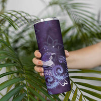New Zealand Matariki Skinny Tumbler Maori Tui Bird Purple Galaxy