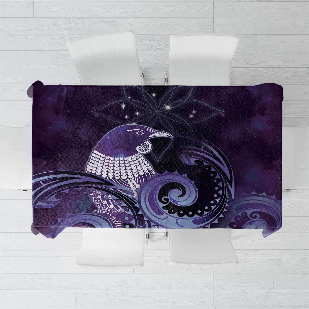New Zealand Matariki Tablecloth Maori Tui Bird Purple Galaxy