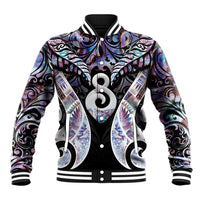 New Zealand Aotearoa Baseball Jacket Pikorua Single Twist Pink Paua Shell DT05 Unisex Pink - Polynesian Pride