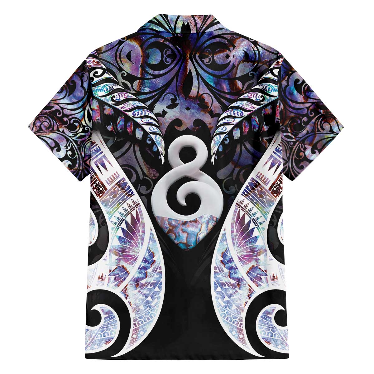New Zealand Aotearoa Family Matching Off The Shoulder Long Sleeve Dress and Hawaiian Shirt Pikorua Single Twist Pink Paua Shell DT05 - Polynesian Pride
