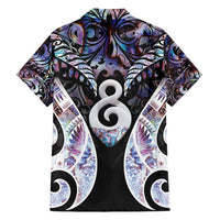 New Zealand Aotearoa Family Matching Off Shoulder Maxi Dress and Hawaiian Shirt Pikorua Single Twist Pink Paua Shell DT05 - Polynesian Pride
