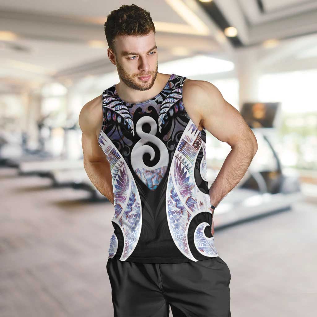 New Zealand Aotearoa Men Tank Top Pikorua Single Twist Pink Paua Shell DT05 Pink - Polynesian Pride