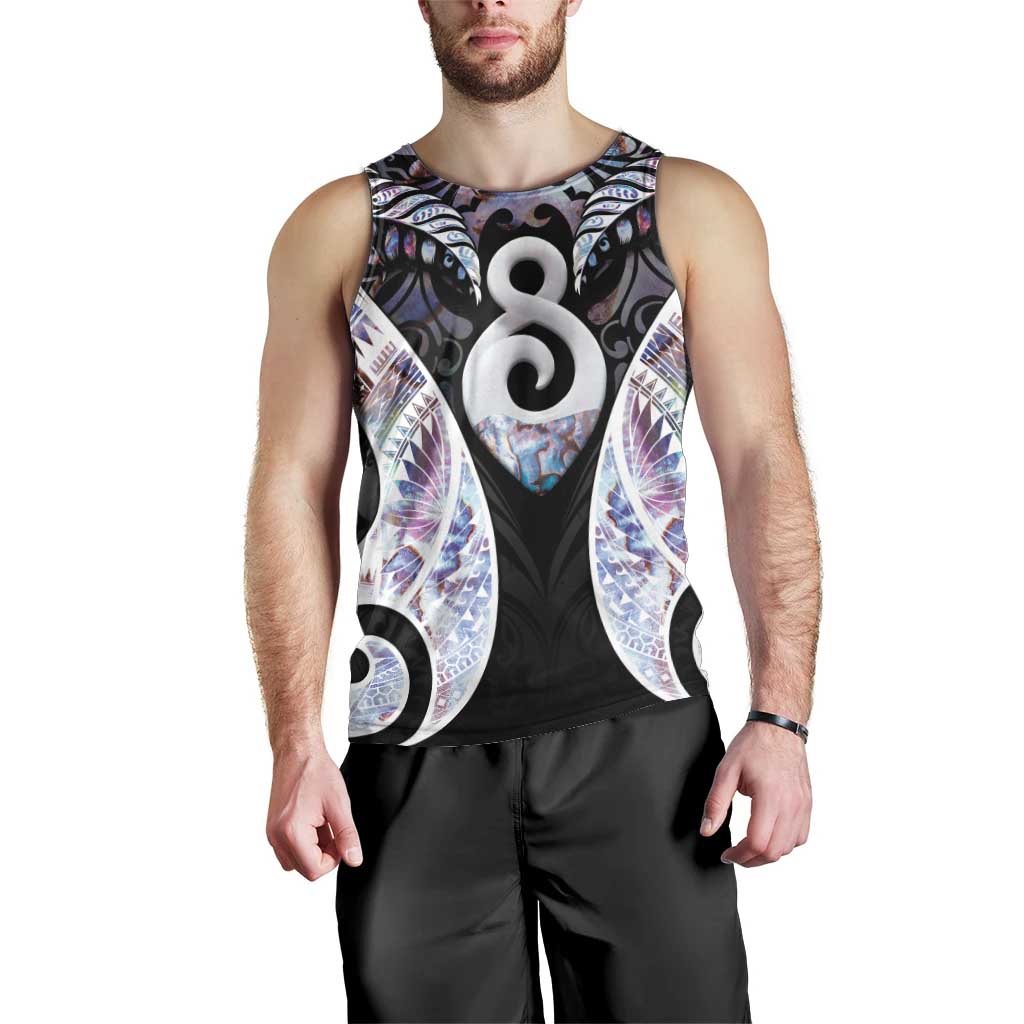 New Zealand Aotearoa Men Tank Top Pikorua Single Twist Pink Paua Shell DT05 - Polynesian Pride
