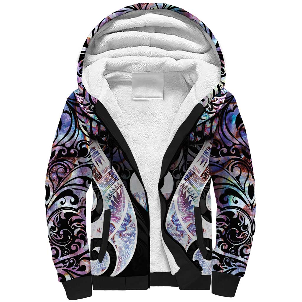 New Zealand Aotearoa Sherpa Hoodie Pikorua Single Twist Pink Paua Shell DT05 Unisex Pink - Polynesian Pride