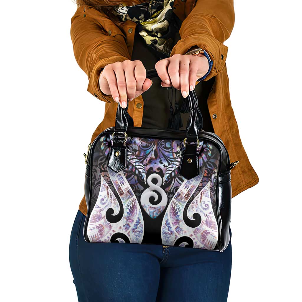 New Zealand Aotearoa Shoulder Handbag Pikorua Single Twist Pink Paua Shell